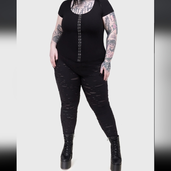 Killstar Black Distressed Leggings - Picture 4 of 5